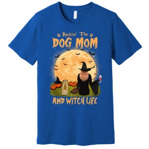 Rocking The Dog Mom And Witch Life Pug Halloween Gift Premium T-Shirt