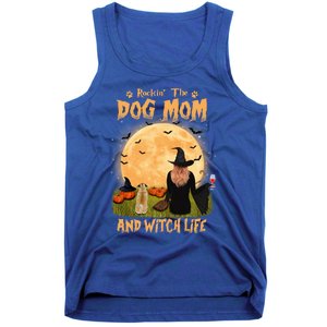 Rocking The Dog Mom And Witch Life Pug Halloween Gift Tank Top