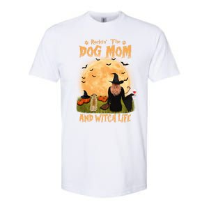 Rocking The Dog Mom And Witch Life Pug Halloween Gift Softstyle CVC T-Shirt