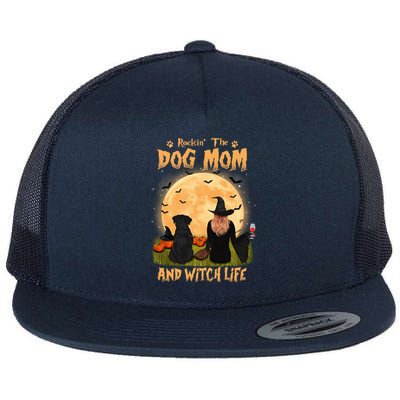 Rocking The Dog Mom And Witch Life Rottweiler Halloween Meaningful Gift Flat Bill Trucker Hat