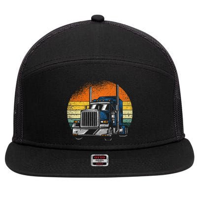 Retro Truck Driver Semi Trailer Truck Vintage 7 Panel Mesh Trucker Snapback Hat