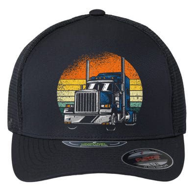 Retro Truck Driver Semi Trailer Truck Vintage Flexfit Unipanel Trucker Cap