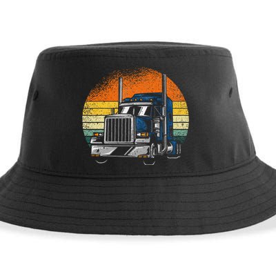 Retro Truck Driver Semi Trailer Truck Vintage Sustainable Bucket Hat