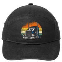 Retro Truck Driver Semi Trailer Truck Vintage 7-Panel Snapback Hat