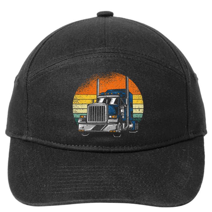 Retro Truck Driver Semi Trailer Truck Vintage 7-Panel Snapback Hat