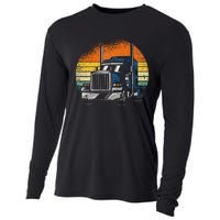 Retro Truck Driver Semi Trailer Truck Vintage Cooling Performance Long Sleeve Crew