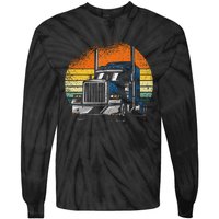 Retro Truck Driver Semi Trailer Truck Vintage Tie-Dye Long Sleeve Shirt