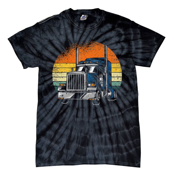 Retro Truck Driver Semi Trailer Truck Vintage Tie-Dye T-Shirt