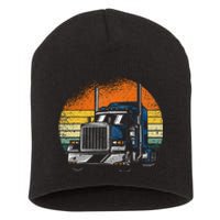 Retro Truck Driver Semi Trailer Truck Vintage Short Acrylic Beanie