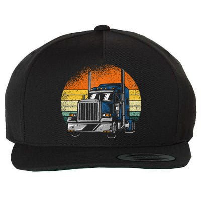 Retro Truck Driver Semi Trailer Truck Vintage Wool Snapback Cap