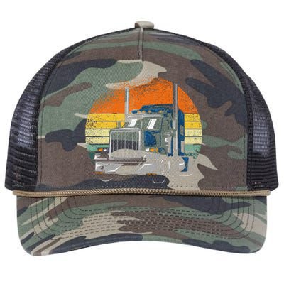 Retro Truck Driver Semi Trailer Truck Vintage Retro Rope Trucker Hat Cap