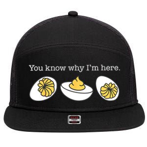 Retro Thanksgiving Dinner You Know Why IM Here Deviled Egg 7 Panel Mesh Trucker Snapback Hat