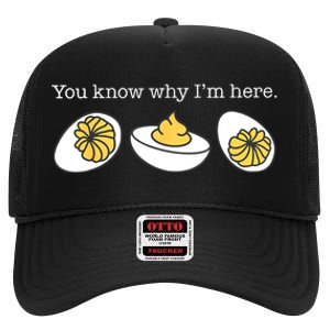 Retro Thanksgiving Dinner You Know Why IM Here Deviled Egg High Crown Mesh Back Trucker Hat