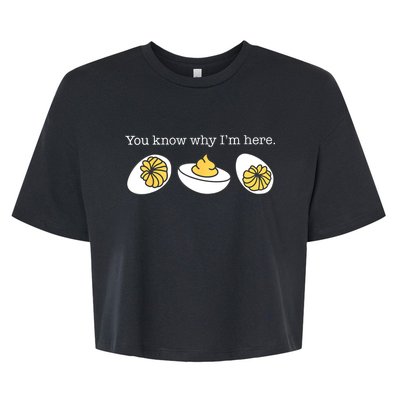 Retro Thanksgiving Dinner You Know Why IM Here Deviled Egg Bella+Canvas Jersey Crop Tee