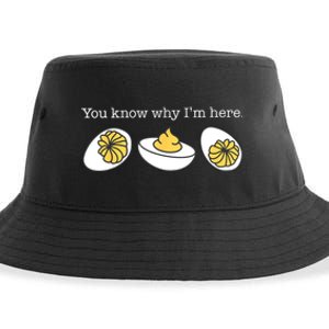 Retro Thanksgiving Dinner You Know Why IM Here Deviled Egg Sustainable Bucket Hat