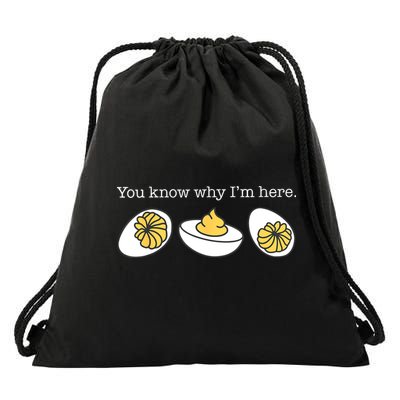 Retro Thanksgiving Dinner You Know Why IM Here Deviled Egg Drawstring Bag