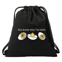 Retro Thanksgiving Dinner You Know Why IM Here Deviled Egg Drawstring Bag
