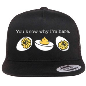 Retro Thanksgiving Dinner You Know Why IM Here Deviled Egg Flat Bill Trucker Hat