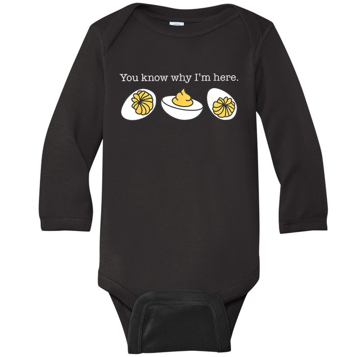 Retro Thanksgiving Dinner You Know Why IM Here Deviled Egg Baby Long Sleeve Bodysuit