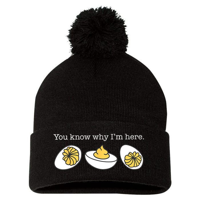 Retro Thanksgiving Dinner You Know Why IM Here Deviled Egg Pom Pom 12in Knit Beanie