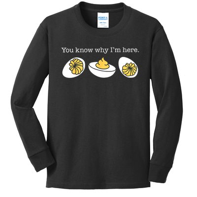 Retro Thanksgiving Dinner You Know Why IM Here Deviled Egg Kids Long Sleeve Shirt