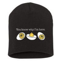 Retro Thanksgiving Dinner You Know Why IM Here Deviled Egg Short Acrylic Beanie