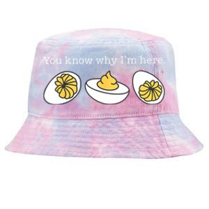 Retro Thanksgiving Dinner You Know Why IM Here Deviled Egg Tie-Dyed Bucket Hat