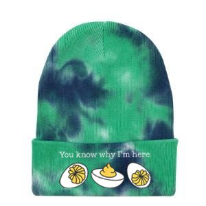 Retro Thanksgiving Dinner You Know Why IM Here Deviled Egg Tie Dye 12in Knit Beanie