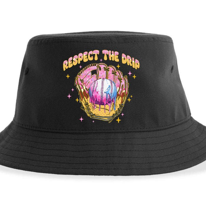 Respect The Drip Baseball Ice Cream Sport Game Day Sustainable Bucket Hat