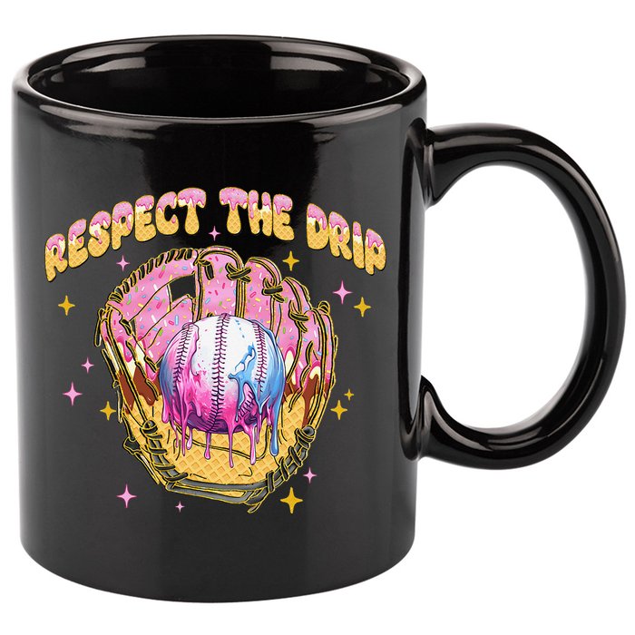 Respect The Drip Baseball Ice Cream Sport Game Day 11oz C Handle Ceramic Mug