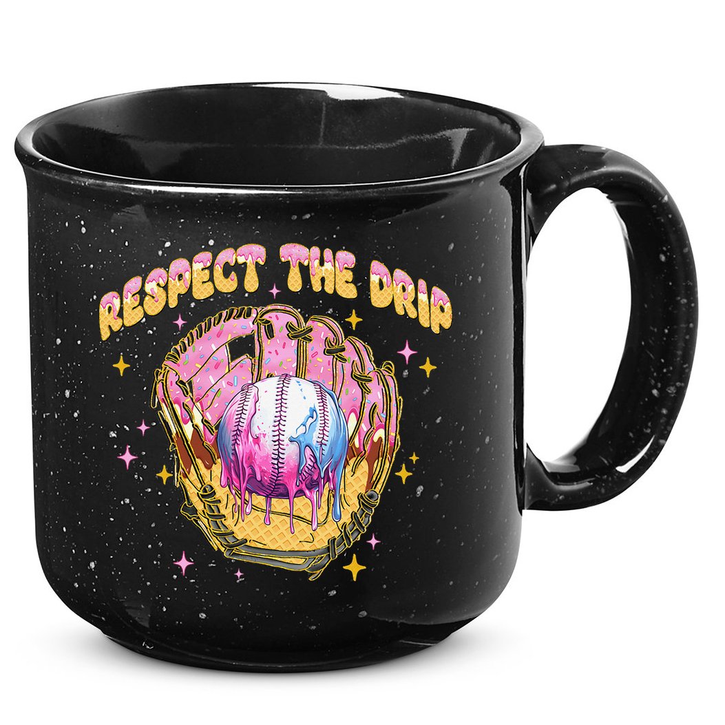 Respect The Drip Baseball Ice Cream Sport Game Day 15oz Campfire Ceramic Mug