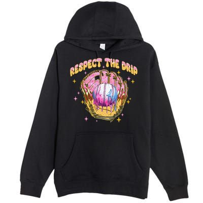 Respect The Drip Baseball Ice Cream Sport Game Day Premium Pullover Hoodie