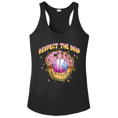 Respect The Drip Baseball Ice Cream Sport Game Day Ladies PosiCharge Competitor Racerback Tank