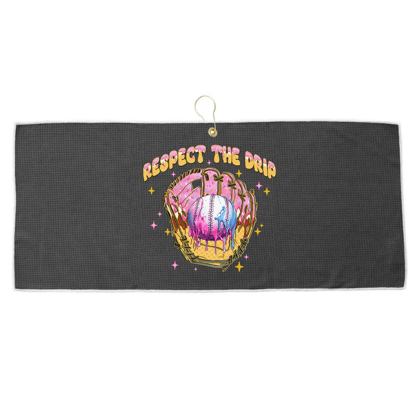 Respect The Drip Baseball Ice Cream Sport Game Day Large Microfiber Waffle Golf Towel