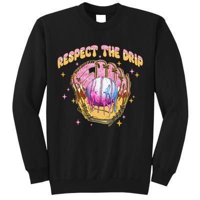 Respect The Drip Baseball Ice Cream Sport Game Day Tall Sweatshirt