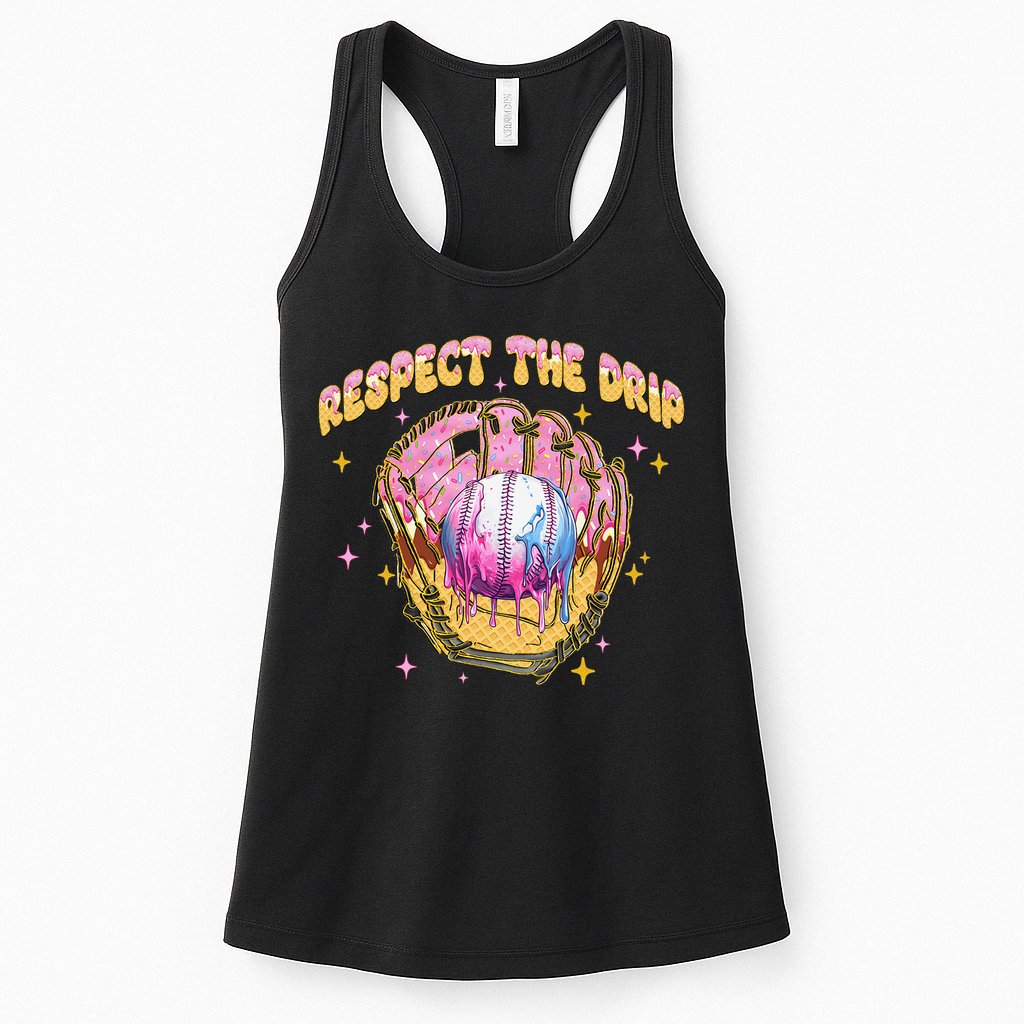 Respect The Drip Baseball Ice Cream Sport Game Day Womens Tank Top