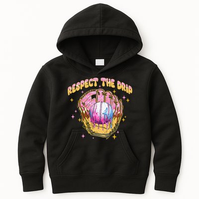 Respect The Drip Baseball Ice Cream Sport Game Day Kids Hoodie