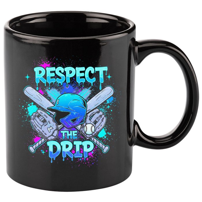Respect The Drip Baseball Ice Cream Drip 11oz C Handle Ceramic Mug
