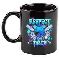 Respect The Drip Baseball Ice Cream Drip 11oz C Handle Ceramic Mug