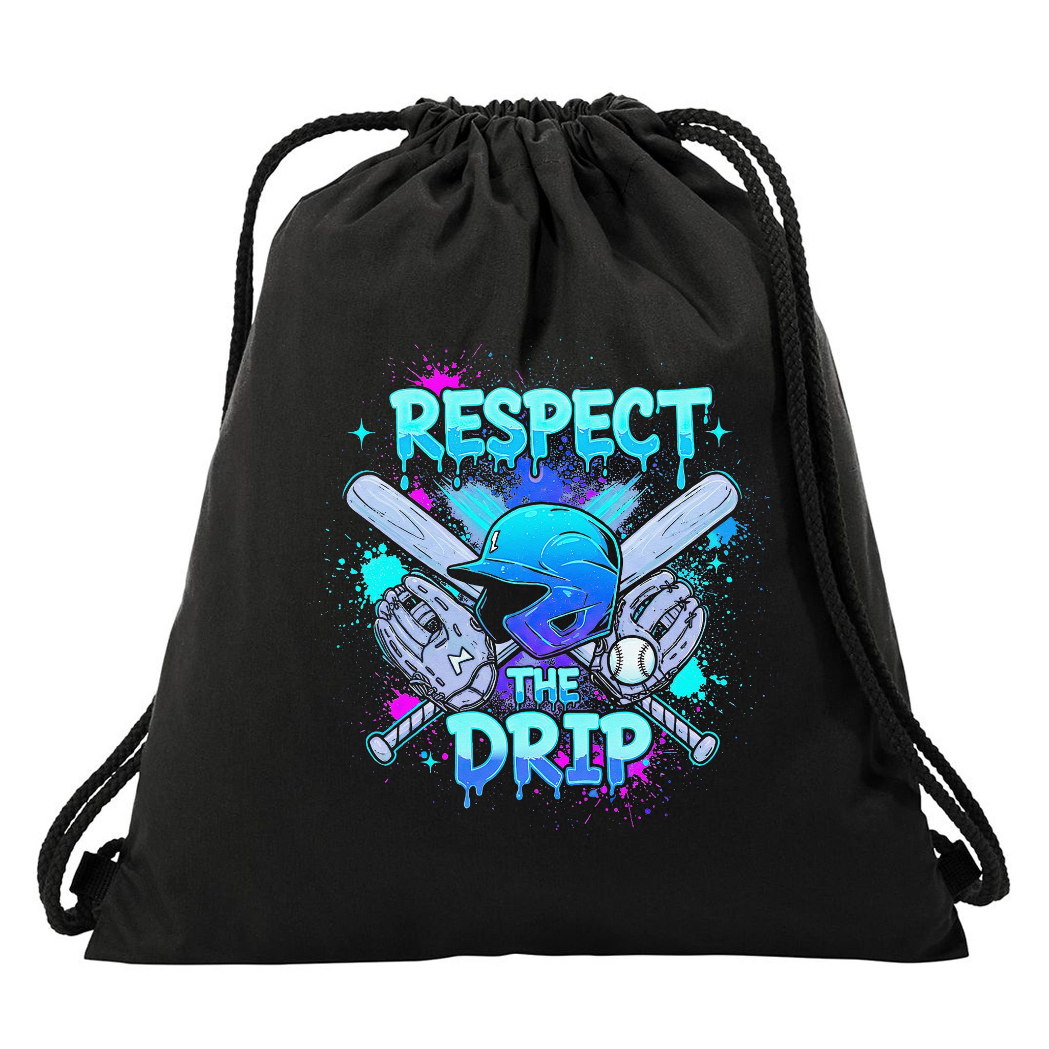 Respect The Drip Baseball Ice Cream Drip Drawstring Bag