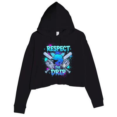 Respect The Drip Baseball Ice Cream Drip Crop Fleece Hoodie
