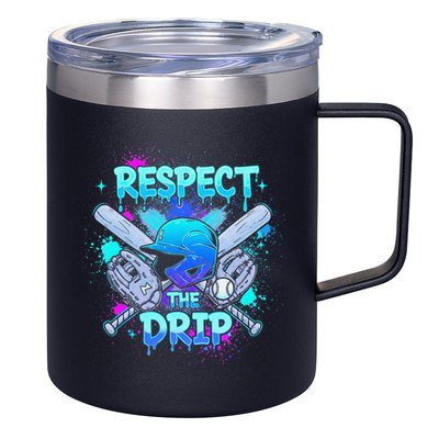 Respect The Drip Baseball Ice Cream Drip 12oz Stainless Steel Coffee Mug