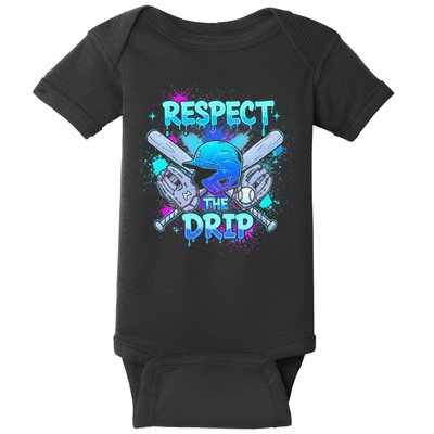 Respect The Drip Baseball Ice Cream Drip Baby Bodysuit