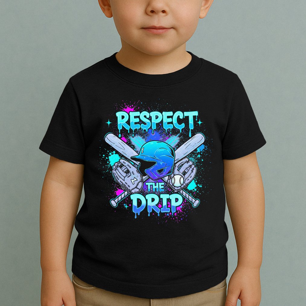 Respect The Drip Baseball Ice Cream Drip Toddler T-Shirt