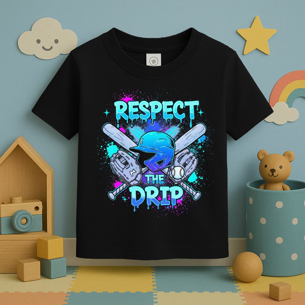 Respect The Drip Baseball Ice Cream Drip Toddler T-Shirt