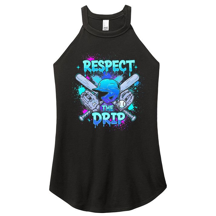 Respect The Drip Baseball Ice Cream Drip Women's Perfect Tri Rocker Tank