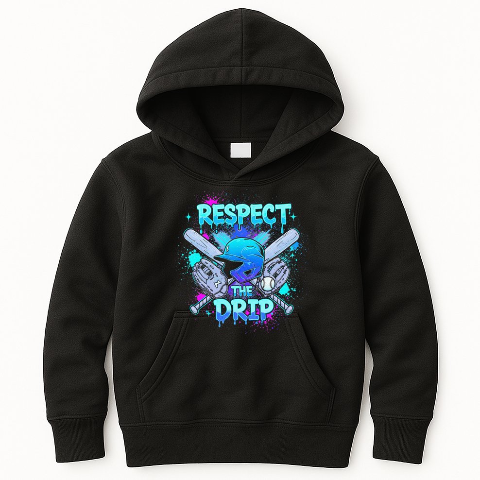 Respect The Drip Baseball Ice Cream Drip Kids Hoodie