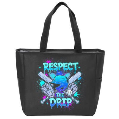 Respect The Drip Baseball Ice Cream Drip Zip Tote Bag