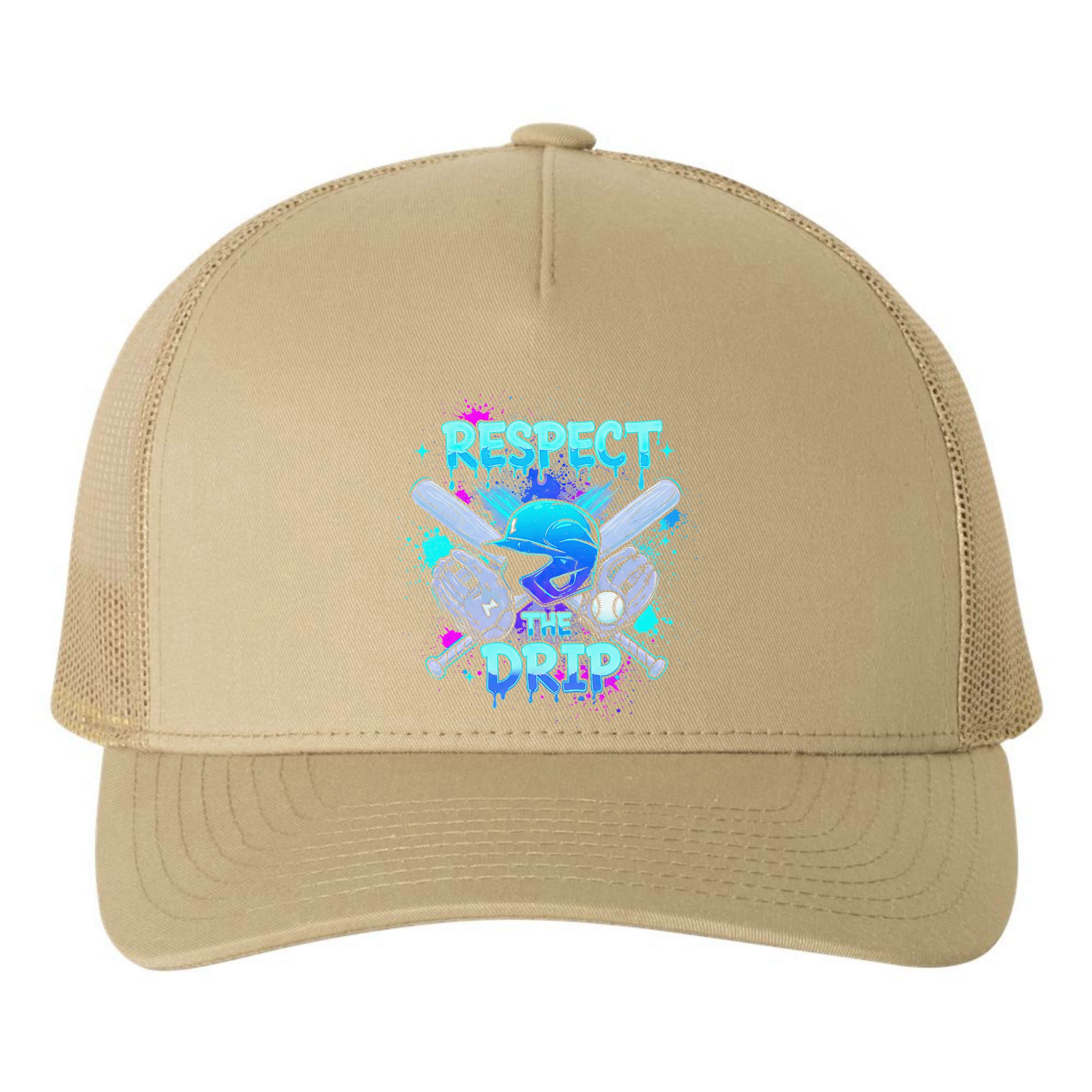 Respect The Drip Baseball Ice Cream Drip Yupoong Adult 5-Panel Trucker Hat