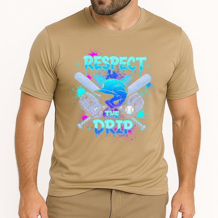 Respect The Drip Baseball Ice Cream Drip Cooling Performance Crew T-Shirt